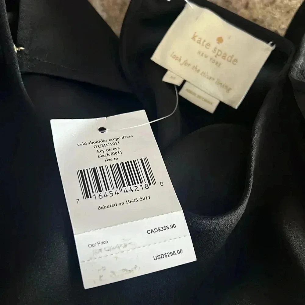 Kate Spade Cold Shoulder Black Dress Size Medium